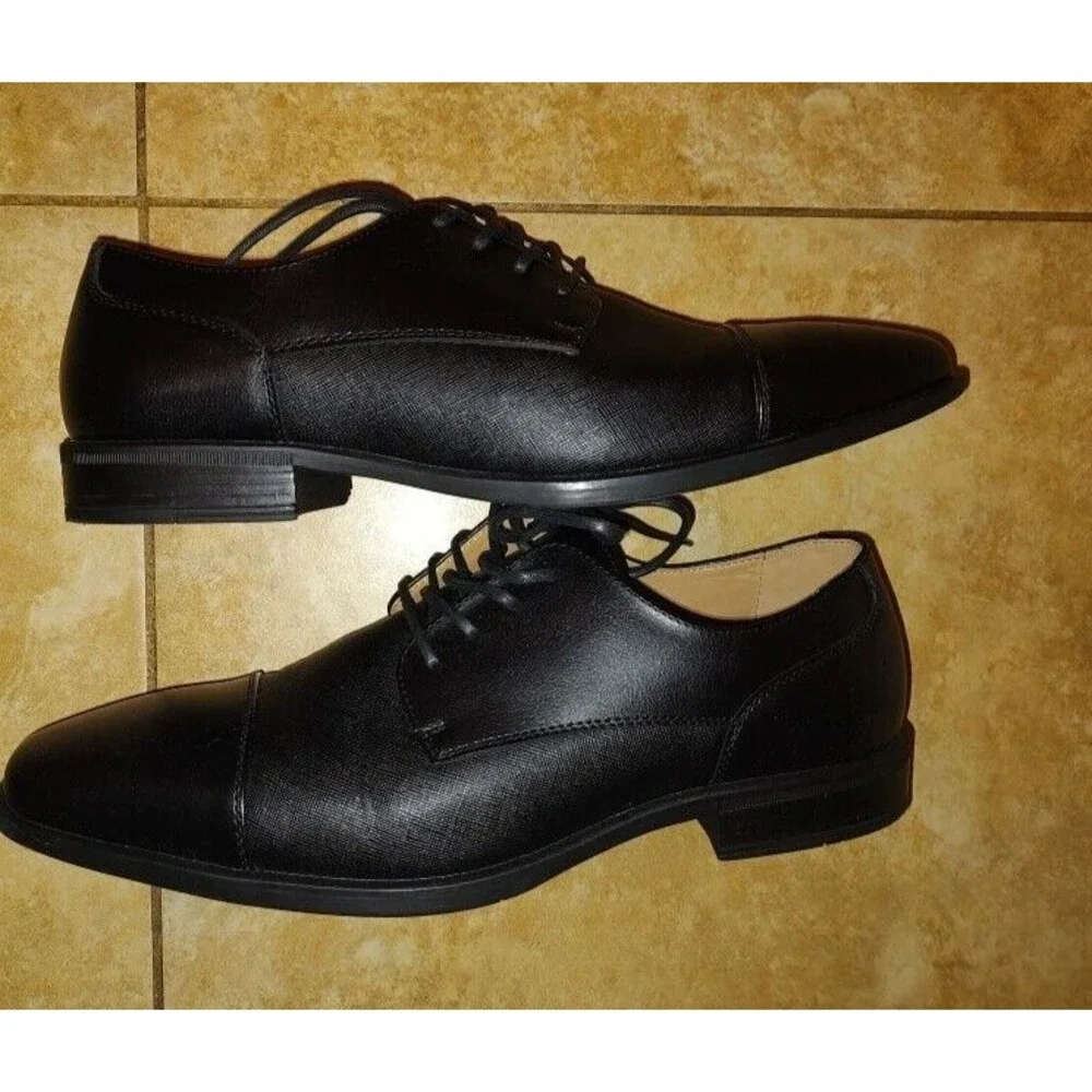 Men's in box JF J Ferrar Brody BLK W Black Dressy Shoes Size 9.5W Good condition